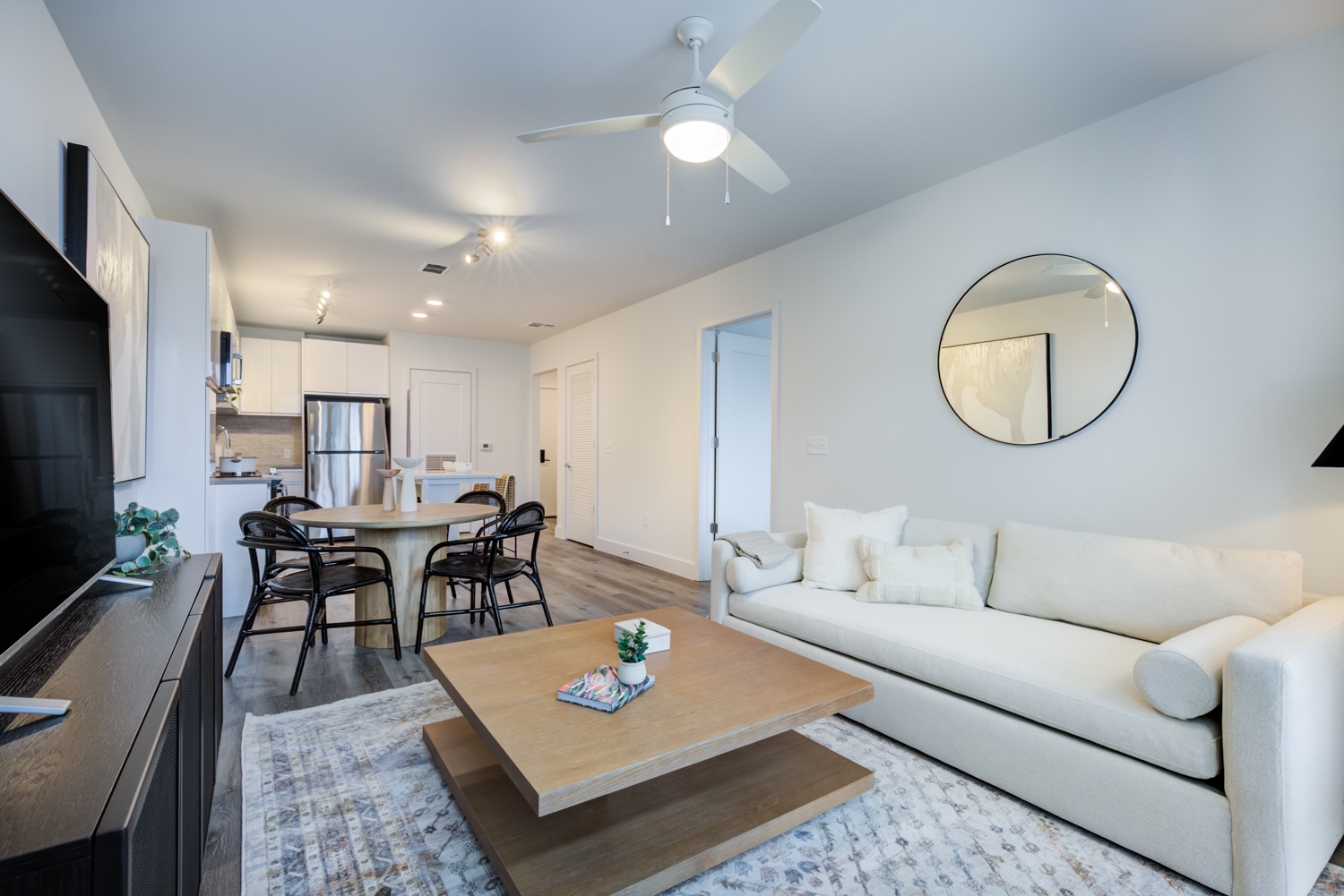 Living room looking towards kitchen